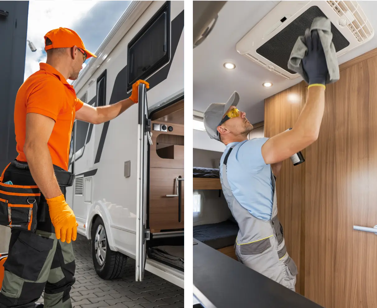 RV maintenance crew at work