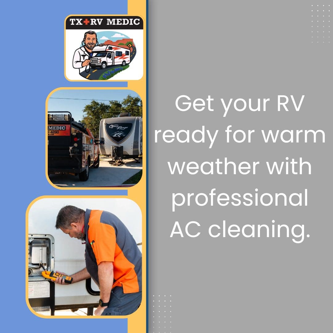 Technician servicing RV air conditioner